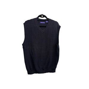 Alan Flusser Sweater Vest Academia Men Size Large Navy Blue